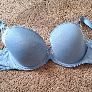 Freya 28GG / 28J light blue Heather and white Deco Delight Moulded Plunge Bra